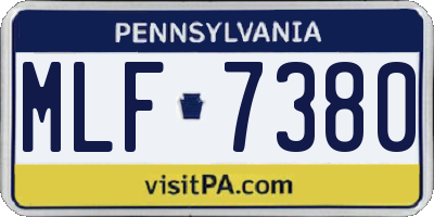 PA license plate MLF7380