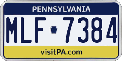 PA license plate MLF7384