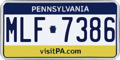 PA license plate MLF7386