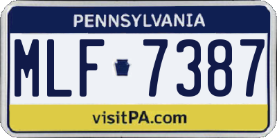 PA license plate MLF7387