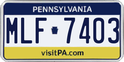 PA license plate MLF7403