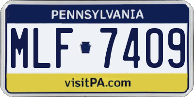 PA license plate MLF7409