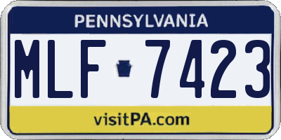 PA license plate MLF7423