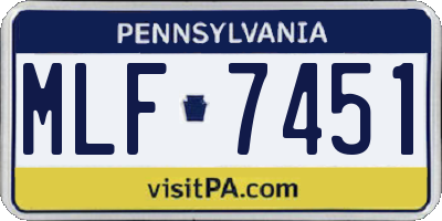 PA license plate MLF7451