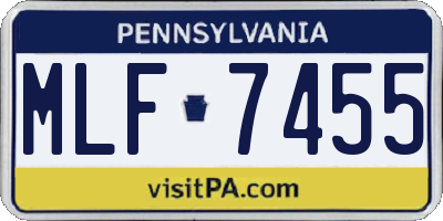 PA license plate MLF7455