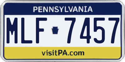 PA license plate MLF7457