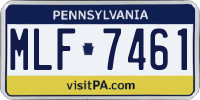PA license plate MLF7461