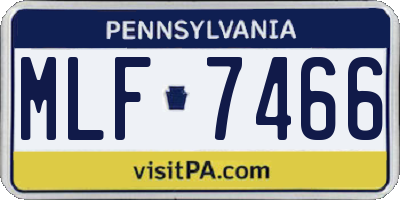 PA license plate MLF7466