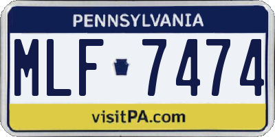 PA license plate MLF7474
