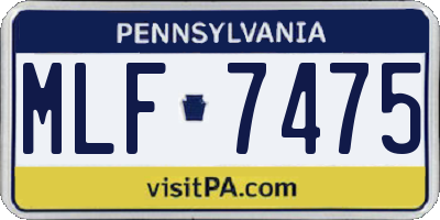 PA license plate MLF7475