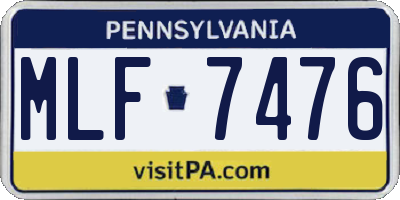 PA license plate MLF7476