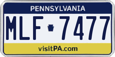 PA license plate MLF7477