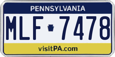 PA license plate MLF7478