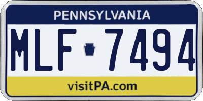 PA license plate MLF7494