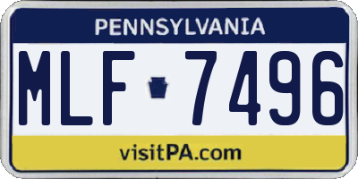 PA license plate MLF7496
