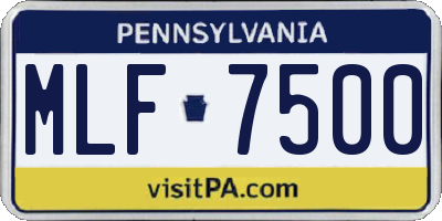PA license plate MLF7500