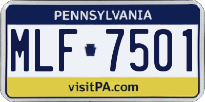 PA license plate MLF7501