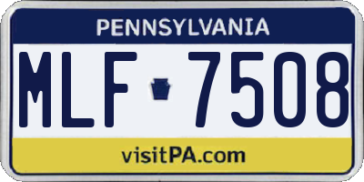 PA license plate MLF7508