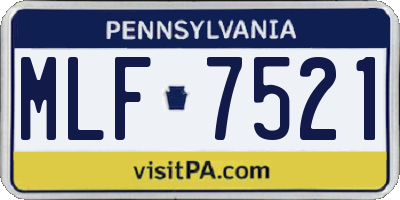 PA license plate MLF7521