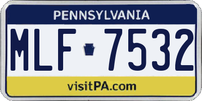 PA license plate MLF7532