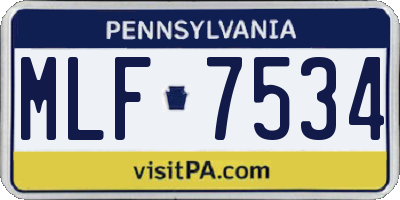 PA license plate MLF7534