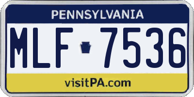 PA license plate MLF7536
