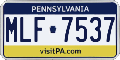 PA license plate MLF7537