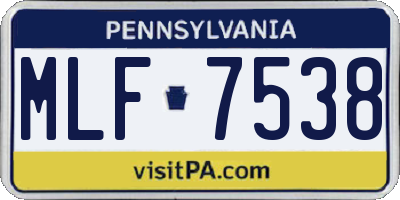 PA license plate MLF7538