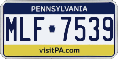 PA license plate MLF7539