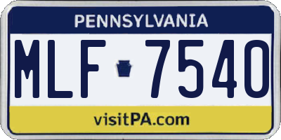 PA license plate MLF7540