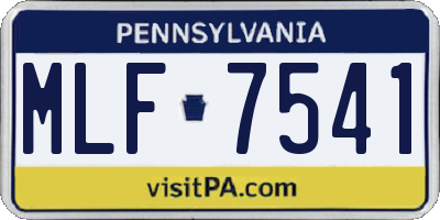 PA license plate MLF7541