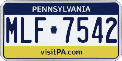 PA license plate MLF7542