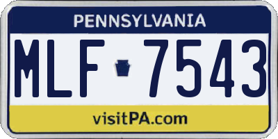 PA license plate MLF7543