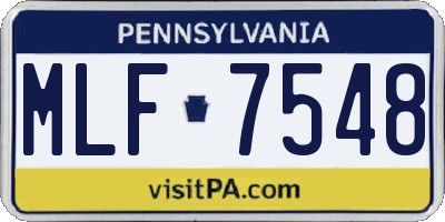 PA license plate MLF7548