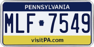 PA license plate MLF7549