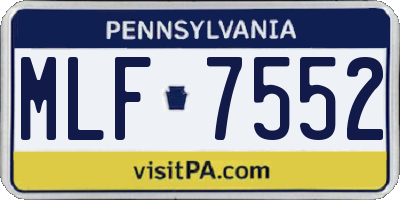 PA license plate MLF7552