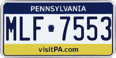 PA license plate MLF7553