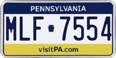 PA license plate MLF7554