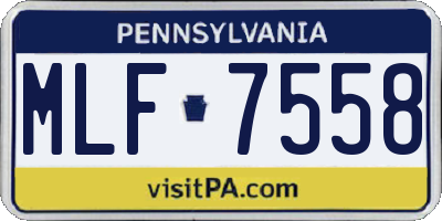 PA license plate MLF7558