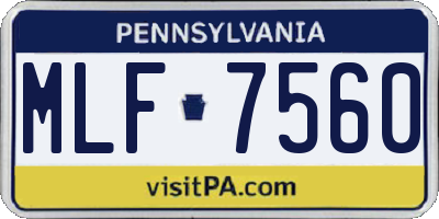 PA license plate MLF7560