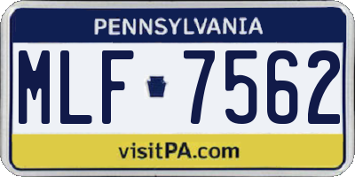 PA license plate MLF7562
