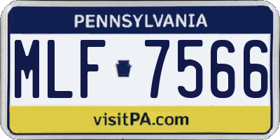 PA license plate MLF7566