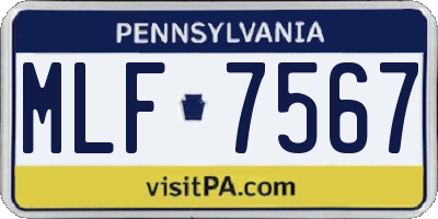PA license plate MLF7567