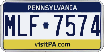 PA license plate MLF7574
