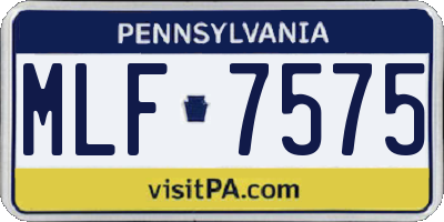 PA license plate MLF7575