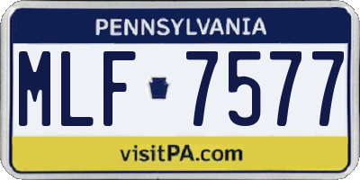 PA license plate MLF7577