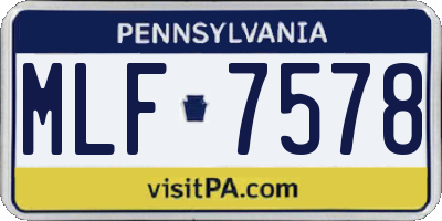 PA license plate MLF7578