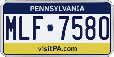 PA license plate MLF7580