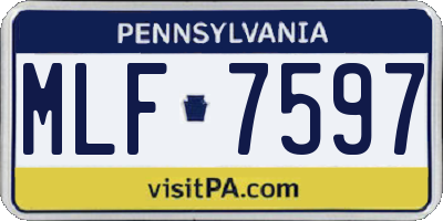 PA license plate MLF7597