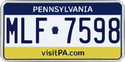 PA license plate MLF7598